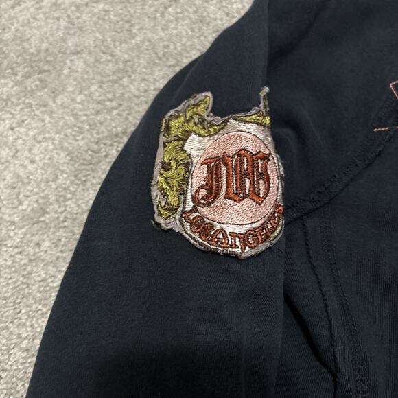 JWLA Johnny Was Black Chain Stitch AMOUR Lion Y2K Zip Sweatshirt Size Small - Picture 4 of 12